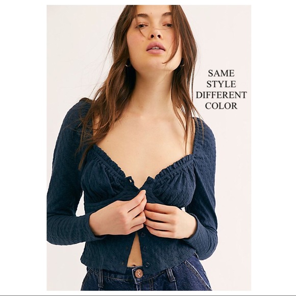 FREE PEOPLE BOHO V-NECK BUTTON DOWN BLOUSE TOP A2C - Picture 8 of 16